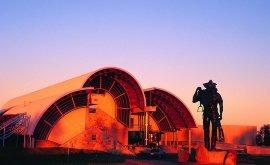Australian Stockman’s Hall of Fame at Sunset A striking sunset photograph of the Australian Stockman's Hall of Fame, featuring the distinctive