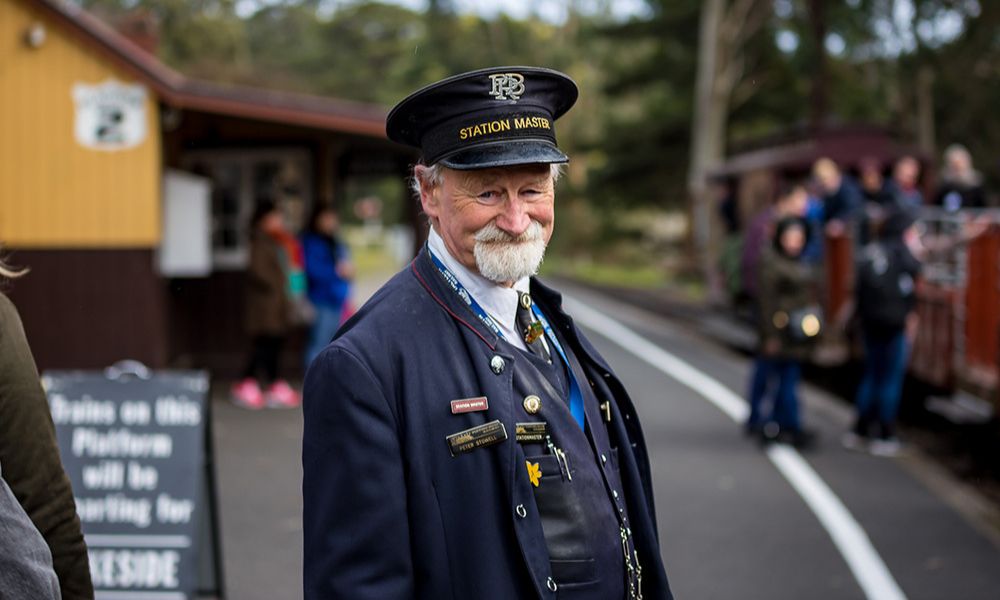 Station Master at Historic Railway Station Station Master