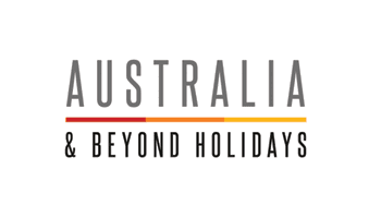 Text logo for 'Australia & Beyond Holidays' with a colored underline bar.